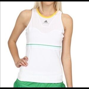 Adidas White Tank Top with Yellow and Green Accents